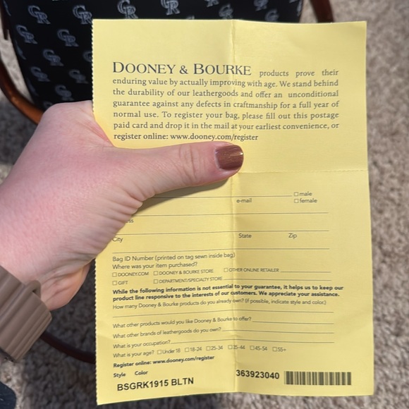 Dooney & Bourke MLB Rockies Small Zip Crossbody Black Leather Colorado Rockies - Picture 10 of 10